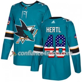 Adidas Maillot de Hockey San Jose Sharks Tomas Hertl 48 2017-2018 Teal USA Flag Fashion Authentic - Homme